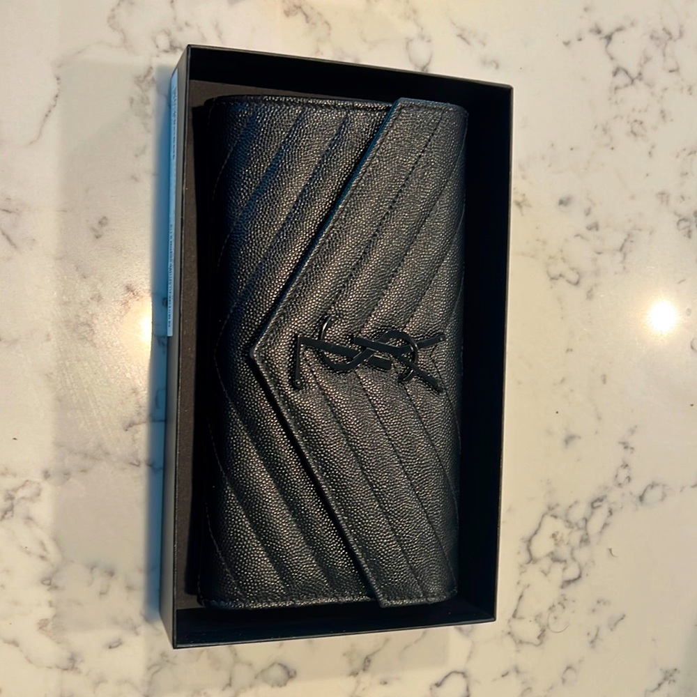 All black YSL wallet